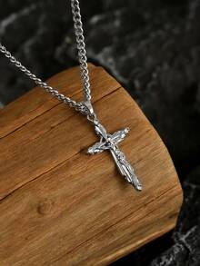 1 Silver Stainless Steel Jesus Cross Necklace,Silver Chain,Stainless Steel Jewelry Men,Men Jewelry,Cross Necklace Men