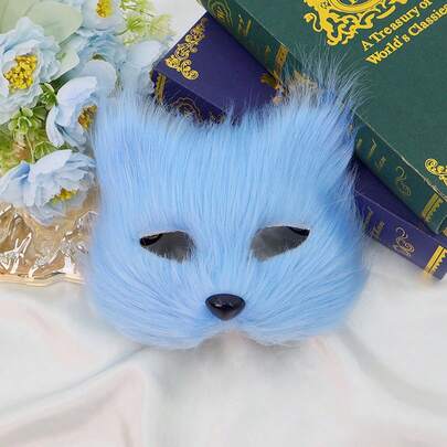 Furry Fox Half Face Covering Halloween Headwear Animal Costume Accessories For Adults For Party Club Stage