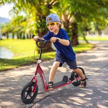 HOMCOM Kids Scooter, Toddler Kick Scooter With Adjustable Handlebar, 12" EVA Tyres, Rear Brake, For Age 5-12 Years, Red - Red - View 1