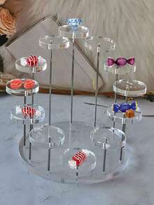 1pc 12-Tier Round Acrylic Multi-Functional Display Stand Versatile Riser For Cupcakes Jewelry Mini Figurines Decorations Perfect For Christmas Halloween Thanksgiving Valentines Day Elegant Black Clear Options Ideal For Wedding Accessories Space-Saving Stylish