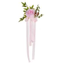 Set Of 4 Wedding Aisle Decorations Pew Flowers For Wedding Ceremony Party Chair Decor With Artificial Flowers Eucalyptus And Ribbons
