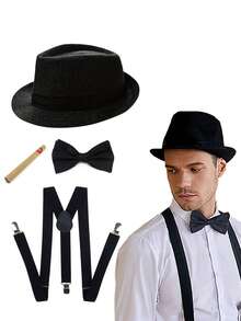 D EXCEED 3/4/5/8 件套 1920 年代咆哮年代男士帽子、领结和 Y 型吊带 – 适用于 1920 年代复古婚礼、复古地下酒吧之夜、装饰艺术主题舞会、盖茨比风格花园派对 - 彩色 - 查看 13