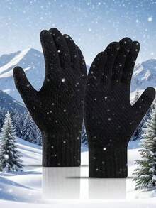 A Pair Of Skiing Men's Winter Touchscreen Gloves - Warm And Soft Knitted Gloves Suitable For Running, Driving, And Hiking