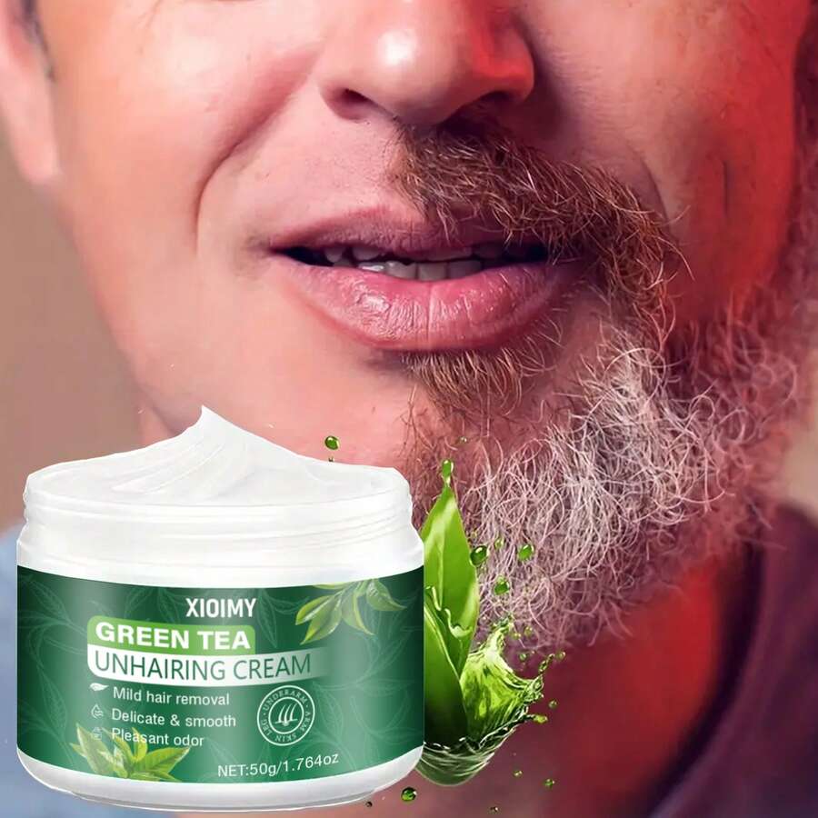 XIOIMY 50g绿茶脱毛膏,强效植物配方,顺滑轻松脱毛,快速脱毛不发黑,男女适用,柔滑护肤|温和脱毛|低致敏性脱毛膏 - 白色 - 查看 1
