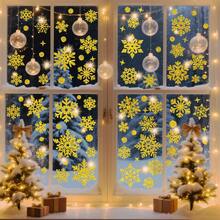 1 Set Christmas Snowflake Window Clings, DIY Static Cling Wall Stickers, Glitter Window Glass Decals, Suitable For Christmas/Party Decoration, Christmas