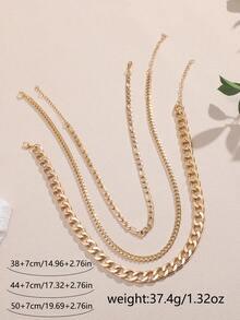 3pcs Multi-Layer Stacked Necklace Set, Hip Hop Style Suitable For Women's Daily, Party And Vacation Wear