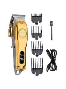 HIENA HIENA3pcs Golden Hair Clipper Set, Cordless Electric Hair Clipper, T9 Carving Scissors, Reciprocating Shaver, Ideal Hair Clipper Tool For Men, Exquisite Gift Box Packaging, Suitable For Festival Gifts
