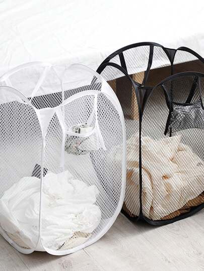 1个装可折叠脏衣篮，手提式网格脏衣篮，适用于家庭和宿舍，轻便可折叠，透气网格面板，方便携带，适用于衣柜、卧室、洗衣房和旅行，节省空间，是收纳脏衣服的理想选择，方便快速装载和搬运，是日常整理的理想之选。