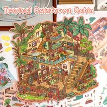 New Large Size DIY Scene Stickers, Adult Landscape Stickers, House Stickers, Scrapbooking Stickers, 3D Miniature House Micro Landscape Stickers, DIY Scrapbook Stickers, Landscape Stickers, Scenery Stickers, Notebook Stickers, Reusable, Multiple Sizes Available