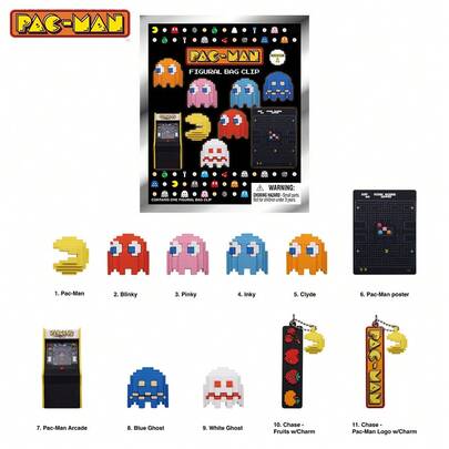 Bandai Namco 1PC Officially Licensed Blind Box Ghost Blinky Random One Character Retro Pixel Art Style Keyring Bag Decoration Everyday Gift Retro Game Collection Nostalgic Fun PVC 3D Keychain Bag Dress Up Hidden Edition Christmas Birthday Retro Games Themed Holiday Present