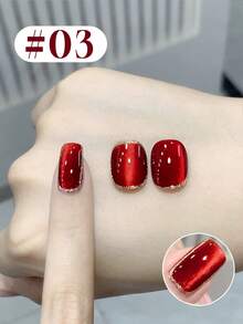 NAI SHI Nail Polish 12ML Capacity, 2025 Autumn And Winter Season, New Year New Style, Women's Gift With Dazzling Glass Beads, Titanium Gold Red Mirror, Wine Red Ruby Crystal Cat Eye Gel Nail Polish. Suitable For All Seasons, Wine Red Translucent Cat Eye Magnetic Nail Beauty. Use With Base Coat And Top Coat, Requires UV Lamp. - Multicolor - View 19