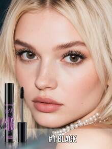 Misslyn Pretty Big Volume Mascara, Black, Dense & Lengthening, Washable, Creates Super Volumizing Effect, Layerable, Easy To Remove, Long & Thick Lashes, Fan-Shaped Lashes, Vegan Formula, Gluten-Free