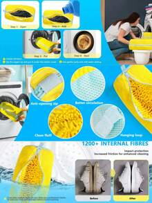 1pc 360° Shoe Washing Machine Bag,Nylon Shoe Washing Machine Bag For All Shoe Types - Anti-Deformation,Reusable With Durable Zipper, 360° Deep Cleaning,Machine Washable, Air-Drying, Protective Laundry Bag With Rich Fleece Inside, Perfect For Sneakers And Casual Shoes - Multicolor - View 5