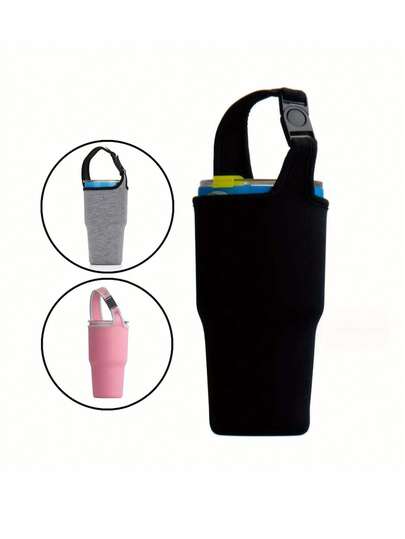 1 pièce Sac de transport isotherme réutilisable pour bouteille d'eau, porte-boisson portable, manchon de tasse antidérapant, convient à tous les tasses de voyage isothermes de 30 oz