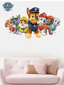 1pc APW Patrol Theme Cartoon Wall Stickers, Puppy PVC Stickers, Self-Adhesive Glass Door Bedroom Wall Stickers, Super Thick Cartoon Stickers, Suitable For Creative Decoration Of Bedrooms, Living Rooms, Study Rooms, Weddings, Graduation Seasons, Mother's Day, Easter Parties Wall Decor Room Decor Home Decor