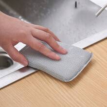 4 PIEZAS/8 PIEZAS/12 PIEZAS Esponja de limpieza de cocina de alta densidad de seda plateada, esponja mágica de fregado, cepillo de fregado de doble cara, esponja universal abrasiva para lavar platos