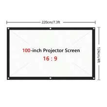 YJMOYE YJMOYE Projektionsleinwand 72/100/120/150 Zoll, 16:9 4K Verhältnis, hochdichte, tragbare, faltbare, knitterfreie Projektionswand für Heimkino-Projektoren, einfache Installation