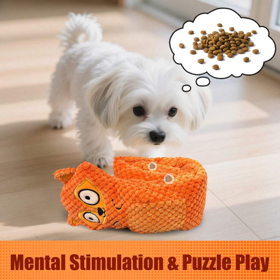 Stuffed Fox Puzzle Toy For Dogs - Mental Stimulation & Fun Play - Burnt Orange - View 1