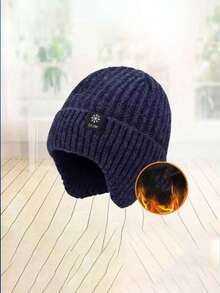 Męska czapka zimowa ciepła dzianinowa czapka z ochroną słuchu pogrubiona zimowa jesienno-zimowa dzianinowa czapka z ochroną szyi zestaw szalików jesienne dekoracje - A - Zobacz 5