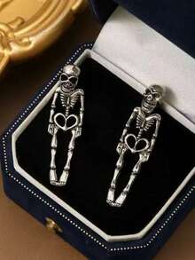 1 Pair Halloween Earrings, Punk Skull Stud Earrings, Exaggerated Fashion Earrings - Multicolor - View 7