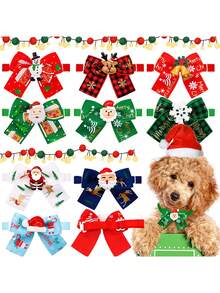 10件全新圣诞蝴蝶结、圣诞老人、公仔狗猫宠物吊坠、圣诞宠物配饰、宠物领带、宠物装饰，适合节日派对，款式随机 - 彩色 - 查看 1