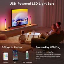 2 Pieces / 1 Set Of RGB Light Strips, Intelligent LED Room Light Strips, 8 Scene Modes And 16 Million Colors, Adjustable For Three Control Methods, Dynamic Music Synchronization Mode, PC Game Lighting, USB Backlight - 2 Pieces / 1 Set - View 2