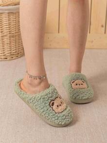 Lindas y cálidas pantuflas de felpa antideslizantes para adolescentes, niños y niñas, pantuflas para interiores, otoño/invierno