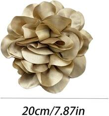 Exquisite Satin Rose Brooch, Elegant Camellia Large Brooch Lapel Pin, Suitable For Women's Weddings, Parties, Proms, Banquets, Dresses, Formal Wear Accessories, Jewelry Gifts (Gold): Clothing, Shoes, And Jewelry - 米色 - 查看 2