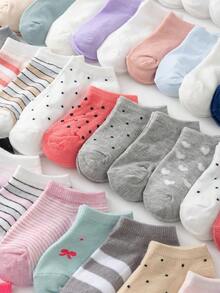 12 双儿童熊图案踝袜，适合春夏季 - 玫紅色 - 查看 3