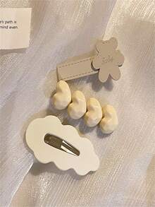 4pcs/A Set Of Milk And Coffee Colored Fashionable Hair Clips For Women, With Cute Side Clips And Alligator Hair Clips. The Notch Clip Is Suitable For Holiday Gifts For Girlfriends, Family, And Teachers, Claw Clips, Hair Claws, Hair Slide, Hair Barrettes