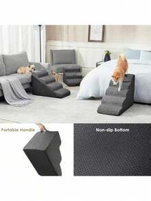 Kleine/mittlere Hunde Treppe - rutschfeste abnehmbare Stufen, dicke Memory-Schaum Gradientenleiter, schützt Wirbelsäule & Gelenke