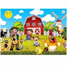 La Granja De Zenon Birthday Party Decorations Baby Shower Kids 1st Birthday Farm Party Supplies Photo Backdrop Decorations Props Tapestry - D - 查看 1
