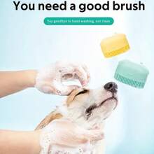 Silicone Pet Shampoo Brush With Built-In Dispenser - Gentle Massage Bath Comb For Dogs & Cats, No Batteries Required - Yellow - View 4
