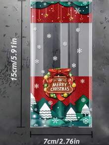 50pcs Christmas Transparent Snack Candy Bags, Gift Packaging Bags, Holiday Baking Dessert Cookie Self-Sealing Bags,Durable Material, Suitable For Candies, Gifts, Suitable For Christmas Decorations, Holiday Parties, Seasonal Decorations, Christmas Baking Supplies, Christmas Kitchen Storage Bags
