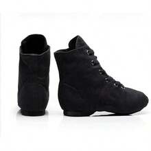 Jazz Shoes For Woman Canvas Dance Boots Split Sole Ballroom Dancing Flat-2025 - 黑色 - 查看 7