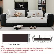 1 szt. Jednokolorowy, wodoodporny pokrowiec na sofę, skórzana etykieta, antypoślizgowy spód, przyjazny dla zwierząt, nie gubiący sierści, odpowiedni do sypialni, salonu, biura, wystroju wnętrz, pasuje do sof jednoosobowych, dwuosobowych, trzyosobowych, czteroosobowych i modułowych