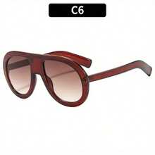 1 Pc/Set, Stylish Oversized Sunglasses, Unisex Personalized High-End Sunglasses Multiple Colors Available Perfect For Daily Dates, Commuting, Street Style Outfits, Or As A Gift Includes A Glasses Case - Gọng kính trà có tròng kính màu trà đôi - Xem 2