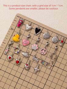 1 件不锈钢可爱猫爪心形四叶草猫头杯耳机吊坠，适合 DIY 创意项链、手链、耳环、包链、钥匙扣，镀 18K 金，防水防汗，适合日常使用，是送给妻子、母亲和女友的创意吊坠 - 彩色 - 查看 2