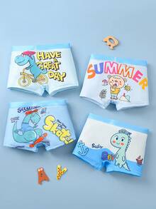 Paquetes 4 piezas calzoncillos Cómodos  y suaves con estampado para niños - Celeste - Ver 2