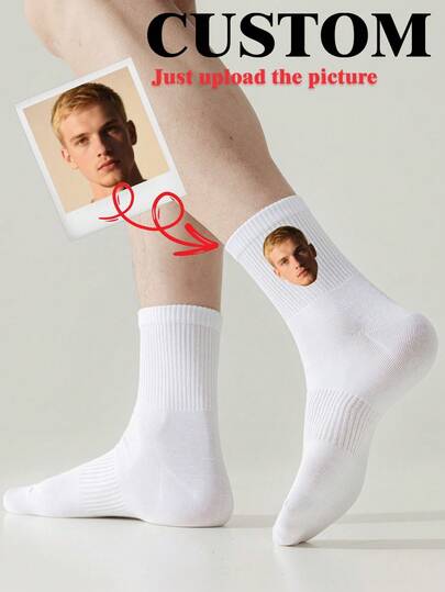 1 Pair Of Customized Crew Socks, Custom Face Socks, Couple Socks, Custom Photo Sock, Custom Printed Socks, Personalized Funny Face Socks, Custom Picture Socks, Put Any Face On The Socks, Anniversary Gift, Valentine Gift, Birthday Gift, Wedding Gift, Mother's Day Gift, Father's Day Gift, Best Friend Gift, Gift For Mom/Dad, Gift For Girlfriend/Boyfriend