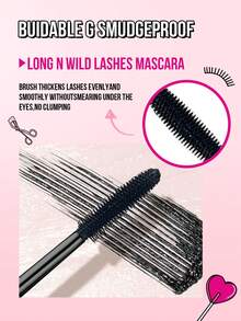 MISSLYN Ensemble de 2 mascaras Long N Wild, volumisant, allongeant, définissant et recourbant, formule crémeuse pour une longueur infinie, pour fête Y2K, voyage, cosmétique Nouvel An chinois, mode campus scolaire, maquillage beauté de marque, végétalien et sans cruauté - 1 noir - Voir 6