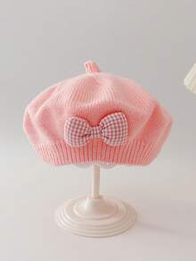 1pc Solid Color Knit Beret Hat For Baby Girls, Korean Style Infant Princess Artist Painter Cap - Multicolor - View 24