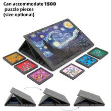 1 set Tapis de puzzle, peut contenir jusqu'à 1500 pièces, options de tailles multiples, comprend 6 tiroirs de couleurs aléatoires, tapis de puzzle léger, table de rangement de puzzle portable en feutre pour adulte