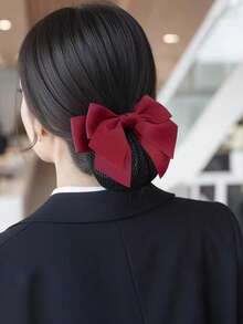 1pc Women's Black Bowknot Mesh Hair Net Clip, Simple Elegant Bun Maker, Suitable For Commuting Valentine's Day Valentines Claw Clips Hair Claws Hair Barrettes, School Stuff, College, Bows, Cute, Hair Accessories, Head Accessories, Hairpin,Summer,Holiday,Travel,Hair Clip,Party - Black - View 11