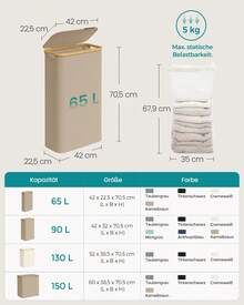 SONGMICS Laundry Baskets - Camello marrón - Ver 4