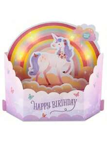 Paper Wonder Musical Birthday Pop Up Card Unicorns And Rainbows