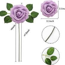Artificial Flowers  50 Flowers With 12 Leaves  Simulated Ivory Foam Fake Roses With Stems For DIY Wedding Bouquet White Bridal Shower Centerpieces Party Table Decorations Artificial Rose Flowers Fake Roses With Stems Real Touch Foam Flowers For DIY Wedding Bouquet Baby Shower Centerpieces Floral Arrangement Party Home Decorations - Màu tím - Xem 7