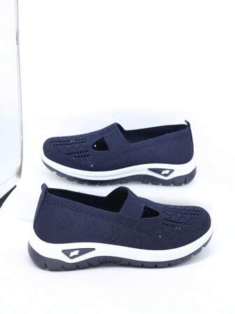 Women's Breathable Mesh Casual Shoes, Slip-On Design With Hollow-Out, Comfortable Soft Bottom Casual Shoes, Nurse Shoes, Mom Shoes