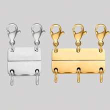 1pc Magnetic 3-Layer Gold & Silver Necklace Clasp, Used For Necklace Layering Separator And Extension