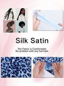 1件缎面蝴蝶结睡帽，纯色弹力带，轻盈透气，适合女性和女孩，黑色睡帽 - 藍色 - 查看 7